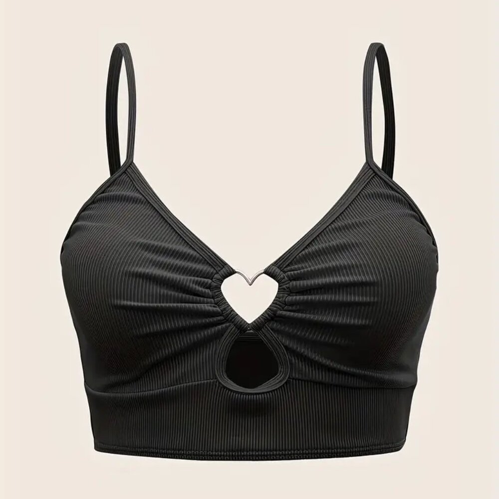✨SOLD✨ Black Keyhole Heart Crop Top